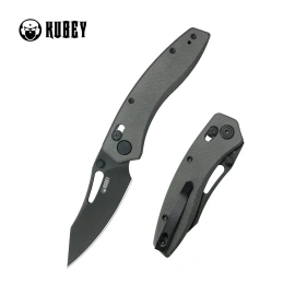 Kubey Caiman Knife Black Micarta, Blackwashed San Mai M2 by Maksim Epifantsev (KU421F)