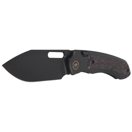 Remette Orca Knife Black Titanium/Copper Foil Carbon Fiber, Black DLC Pearlescent M390 (ORCATB)
