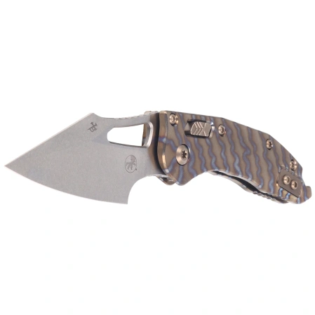 Nóż składany Microtech M-Stitch Ram-Lok S/E Marfione Select Slab Side Flamed Titanium, Bronze HW Stonewashed M390MK by Borka Blades and Tony Marfione (169MRL-10MS7)