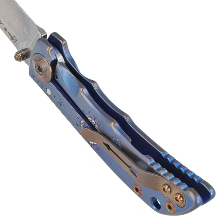Nóż składany Spartan Blades Harsey Folder 3.25 Plague Doctor Blue Titanium, Stonewashed MagnaCut by William W. Harsey (SF10 Custom Plague BLU)