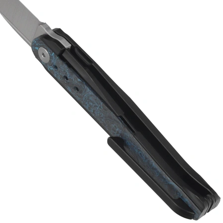 Bestech Spear Phisher Black Titanium/Blue CF, Hand Rubbed Satin M390 by Todd Knife and Tool (BT2405C)