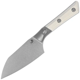 Microtech Santoku 4.2'' Kitchen Knife Titanium Bolster/Ivory G10, Stonewashed M390MK (3300B-10IV)