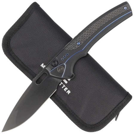 WE Knife Exciton LE No 084/205 Black Titanium / Twill Carbon Fiber, Two-Tone Black CPM 20CV (WE22038A-2)