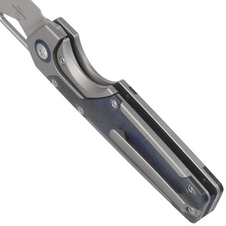 Kizer Serpentine Knife Silver Titanium / Blue Richlite, Satin M390 by Jonathan Styles (Ki3759FDA3)