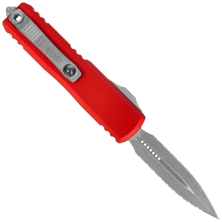 Nóż automatyczny OTF Microtech UTX-85 Gen IV D/E Red Aluminium, Apocalyptic F/S M390MK by Tony Marfione (12324-D12APRD)