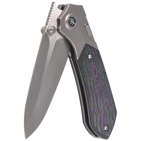 Nóż składany Remette Meteor Titanium/Jazzy CamoCarbon Carbon Fiber, Sandblasting M390 (RTPT-JAC)