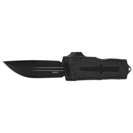 Nóż automatyczny OTF Microtech Scarab II Gen III D/E-S Black Aluminium, Tactical M390MK by Tony Marfione (1180-1T)