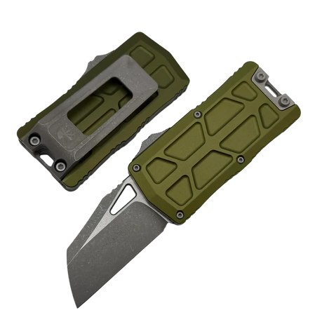 Microtech Exocet II Wharncliffe OTF Knife OD Green Aluminium, Apocalyptic M390MK by Tony Marfione (1156-10APOD)