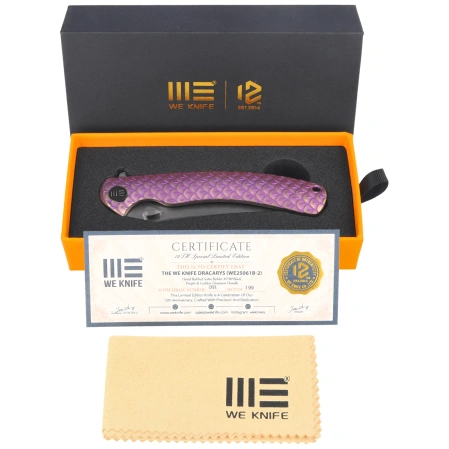 WeKnife Dracarys LE No 091/199 Purple / Golden Titanium, Hand Rubbed Satin M390 (WE25061B-2)