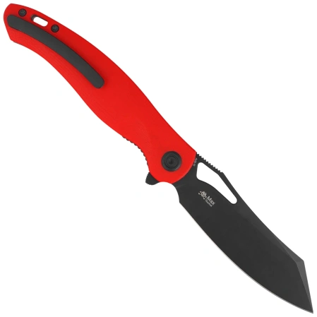 Kubey Drake Knife Red G10, Blackwashed 14C28N by Maksim Tkachuk (KU239H)