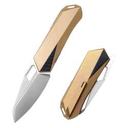 Nóż składany Remette Woodpecker Gold Titanium, Pearlescent / Wire Drawing M390 (RTWP-G)