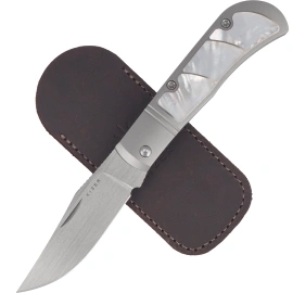 Kizer Trestle Knife Silver Titanium / Mother of Pearl, Hand Brushed S45VN by Azo (Ki3761A3)