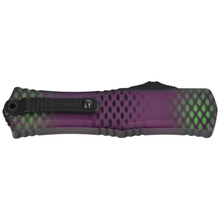 Nóż automatyczny OTF Microtech Hera II Mini D/E Alien Purple X-51 Aluminium, Black M390MK by Tony Marfione (1702M-1PUX51S)
