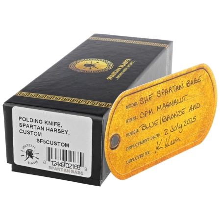 Spartan Blades Harsey Folder Special Edition Babe Knife Blue Titanium, Bronze HW, Satin MagnaCut by William W. Harsey Jr. (SF5BABE)