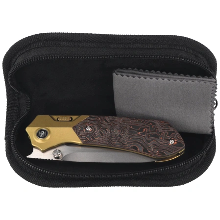 Remette Meteor Knife Gold Titanium/Carbon Fiber, Pearlescent M390 (RTPT-DL)