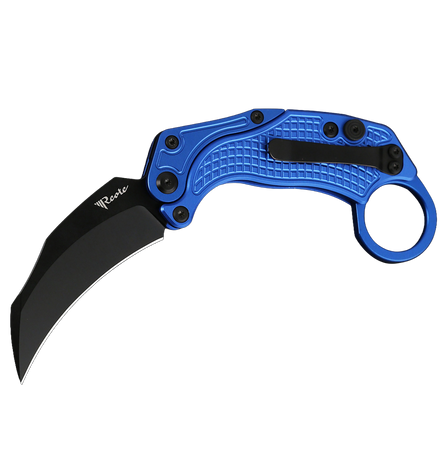 Reate EXO-K Gravity Karambit Knife Blue Aluminium, Black PVD N690 (EXO-K BLU.PVD)