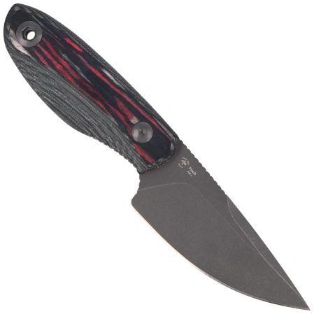 Kizer Finch Knife Black-Red-Blue Micarta/Reconstituted Wood, Gray PVD/Stonewashed AEB-L by Vincent Rizzo (1134A2)