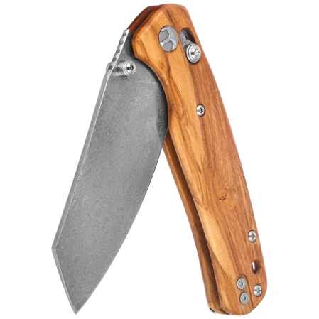 Nóż składany Bestechman Cicada's Wing Olive Wood, Damascus (BMK06-W-2)