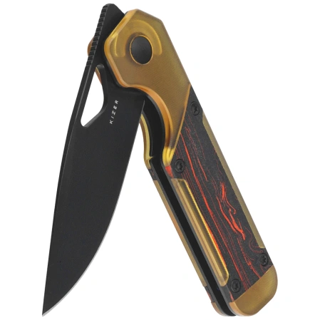 Nóż składany Kizer Mini Militaw Damascus G10 / PEI, Black PVD Nitro-V by Jonathan Styles (V3634SA1)
