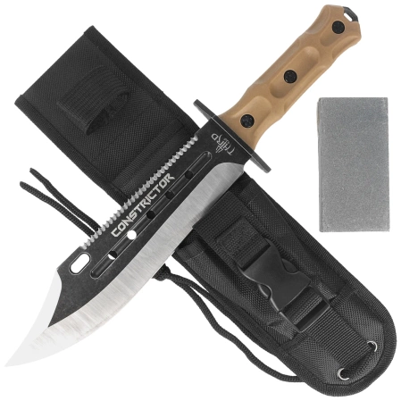 Third Decor Habitat Constrictor Knife Brown Rubberized ABS, Stonewashed/Satin 420 (H0302)