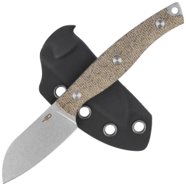 Bestech Heidiblacksmith#3 Sheepsfoot Knife Green Canvas Micarta, Stonewashed 14C28N by Heidi (BFK07C)