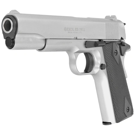 Zestaw pistolet wiatrówka Voltran Ekol ES 1911 White 4.5 mm - Blow Back, 1500 BBs, 10 kapsuł, tarcze