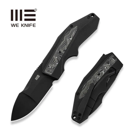 Nóż składany WeKnife Coral Black Titanium/Aluminium Foil Carbon Fiber, Black Stonewashed CPM 20CV by Gustavo T. Cecchini (WE24044-1)