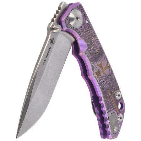 Nóż składany Spartan Blades Harsey Folder ''Templar Purple'' Titanium, Stonewashed MagnaCut by William W. Harsey (SF5TEMP)