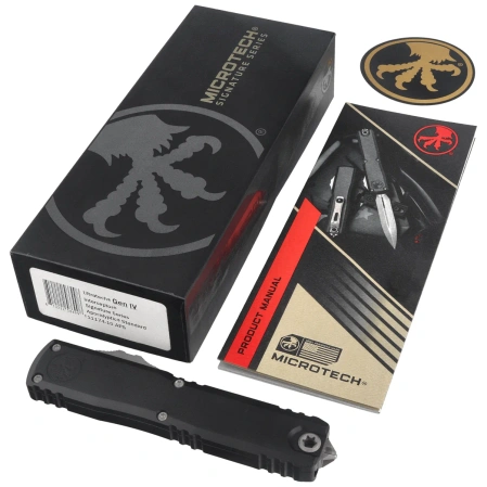 Nóż automatyczny OTF Microtech Ultratech Gen IV Interceptor Signature Black Aluminium, Apocalyptic M390MK by Tony Marfione (11174-10APS)