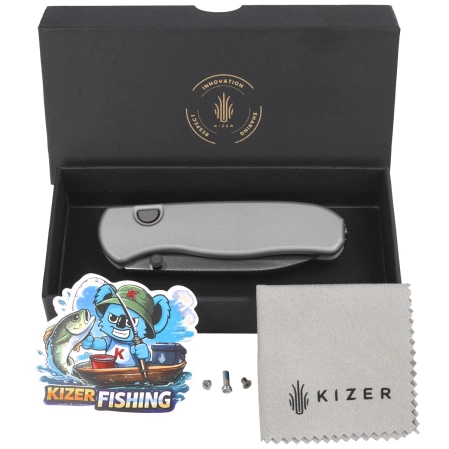 Nóż składany Kizer Drop Bear Zero Light Gray Aluminium, Satin M390 by Azo (Ki3619BDA4)