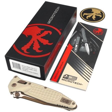 Nóż składany Microtech Socom Ram-Lok S/E Champagne Gold Frag Aluminium, Champagne Gold M390MK by Tony Marfione (160RL-1FRCG-C19Z23)