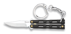 Martinez Albainox Balisong Keychain Knife Black Zamak, Mirror 3Cr13Mov (02180-N)