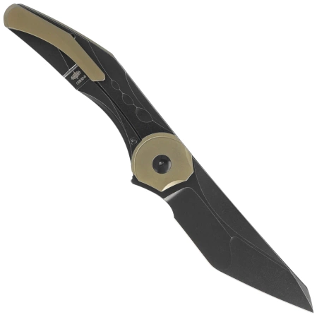 Bestech Excentric Knife Black Titanium, Black Stonewashed M390 by Kombou and TNT Knives (BT2412B)