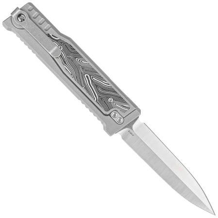 Reate EXO-M Gravity D/E Knife Bead Blasted Titanium/Damascus Black-White G10, Satin Elmax