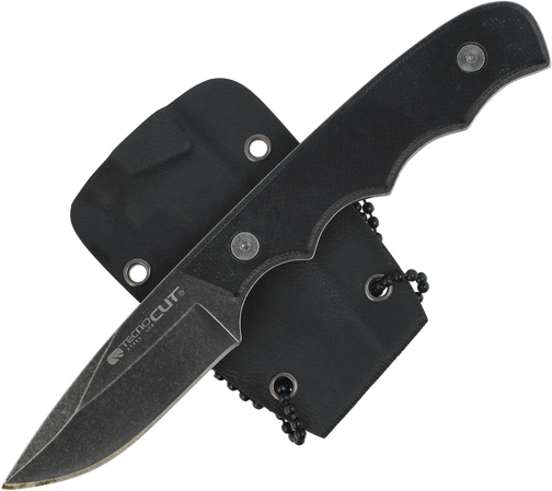 Tecnocut TCN3418 Neck Knife - Black G10, Black Stonewashed 440