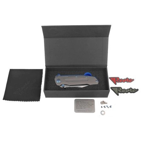 Reate District 9 V2 Knife Dark Bead Blast Titanium, Blue HD, Satin 154CM (9D-V2 TDBB SAT)