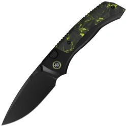 Remette RT-Steed Knife Black Titanium/Black-Green Carbon Fiber, Black DLC M390 (RTWS-BH)