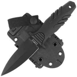 Fox FKMD Tactical Elementum Dagger Black PP/TPE Knife, Black Idroglider N690Co (FX-647)