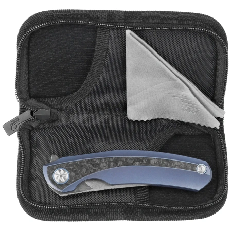 Bestech Sambac Knife Blue Titanium / Marbled Carbon Fiber, Stonewashed / Satin MagnaCut by Ostap Hel (BT2402D)