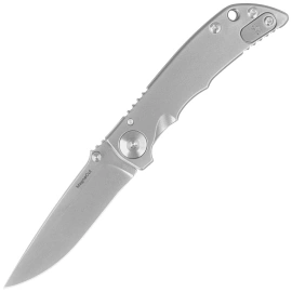 Spartan Blades Harsey Folder 3.25 Gray Titanium, Gray HW, Stonewashed MagnaCut by William W. Harsey (SF10SW)