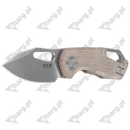MKM Isonzo Clip Point Knife Natural Canvas Micarta, Stonewashed M390 by Jesper Voxnæs (MK FX03M-3NC)