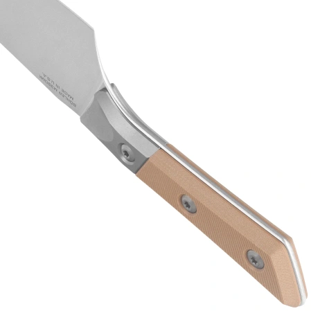 Microtech Santoku 6'' Kitchen Knife Titanium Bolster/Coyote G10, Stonewashed M390MK (3200B-10CE)