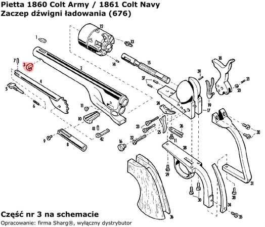 Zaczep dźwigni ładowania Pietta Colt 1851, Colt 1860, Colt 1861 (676)