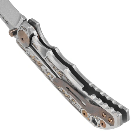 Nóż składany Spartan Blades Harsey Folder ''Flourishes'' Gray Titanium, Stonewashed MagnaCut by William W. Harsey (SF5FLRISHS)