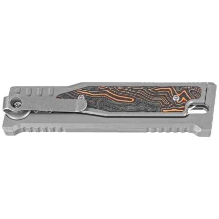Nóż grawitacyjny Reate EXO-M Gravity T/E Bead Blasted Titanium/Damascus Orange-Black G10, Satin Elmax