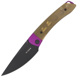 Kizer Mini MoMo Knife Purple Aluminum / Yellow PEI, Black PVD Nitro-V by Vladimir Legachev (V3663A1)