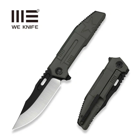 WeKnife Barracks LE No ???/200 Dark Olive Titanium, Hand Polished Satin/Black Stonewashed M390 (WE25078-1)