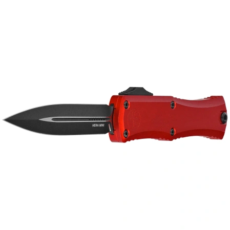 Microtech Hera II Mini D/E OTF Knife Red Aluminum, Black M390MK by Tony and Sean Marfione (1702M-1RD)