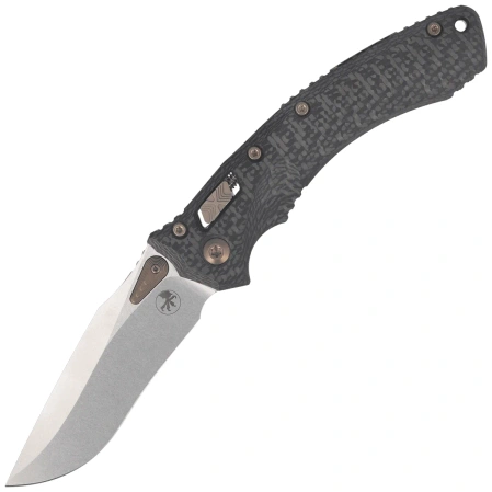 Nóż składany Microtech Amphibian Mini Ram-Lok S/E Gray Slab Side Titanium / Carbon Fiber, Flamed Bksp, Stonewashed M390MK by Tony Marfione (137MRL-10MS12)