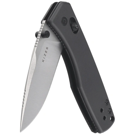 Kizer Aegis Knife Gray Aluminum, Satin AEB-L by Azo (V3774A4)